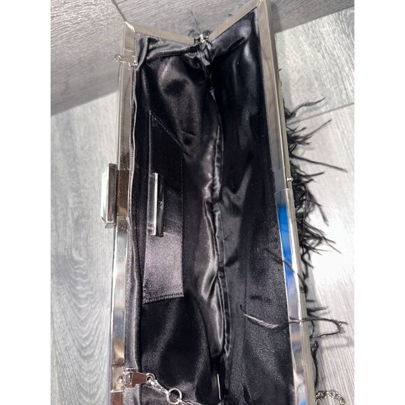 INC International Concepts CARLYN Feather Pouch Clutch Evening Bag Black B000376 - Picture 8 of 8